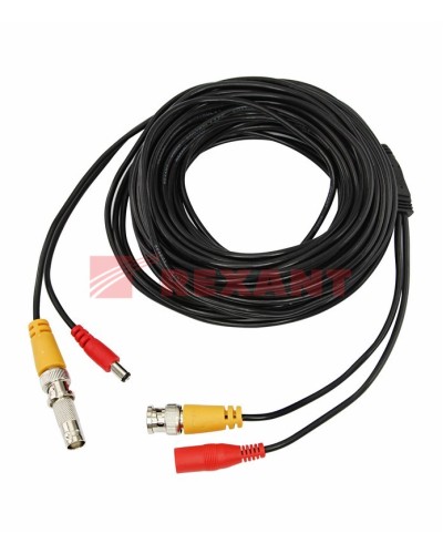 Шнур соединительный BNC-BNC для систем видеонаблюдения, с питанием (DC) от камеры (18 м) REXANT (18-1718) в Ижевске Патч-корды и пигтейлы Pintop.ru