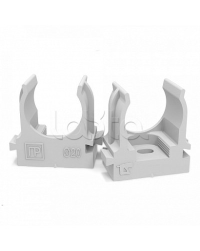 Крепеж-клипса для труб атмосферостойкая для монтажного пистолета серая в п/э d20 мм (100шт/900шт уп/кор) Промрукав (PR13.0402) в Ижевске Держатели, клипсы, скобы Pintop.ru