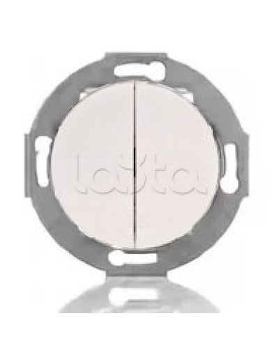 Выключатель двухклавишный Экопласт (схема 5) 10 A, 250 B (белый) Vintage в Ижевске Розетки компьютерные и телефонные Pintop.ru