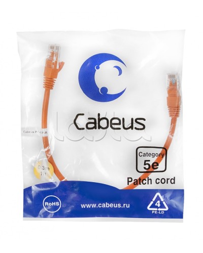 Патч-корд медный U/UTP кат.5е (0,3м) LSZH (оранжевый) Cabeus (PC-UTP-RJ45-Cat.5e-0.3m-OR-LSZH) в Ижевске Патчкорды (медные) Pintop.ru