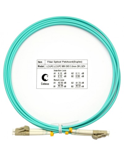 Шнур оптический duplex LC-LC 50/125 mm OM3 2м LSZH Cabeus FOP-50-LC-LC-2m в Ижевске Патч-корды и пигтейлы Pintop.ru