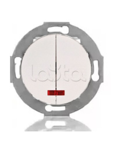 Выключатель двухклавишный Экопласт (схема 5L) с индикатором 10 A, 250 B (белый) Vintage в Ижевске Розетки компьютерные и телефонные Pintop.ru