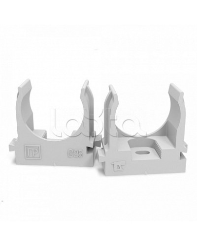 Крепеж-клипса для труб атмосферостойкая для монтажного пистолета серая в п/э d25 мм (100шт/700шт уп/кор) Промрукав (PR13.0403) в Ижевске Держатели, клипсы, скобы Pintop.ru