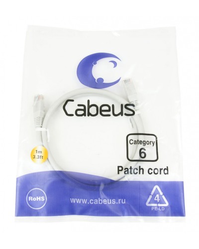 Шнур коммутационный 2xRJ-45/8P8C U/UTP кат.6 (1 м) Cabeus PC-UTP-RJ45-Cat.6-1m в Ижевске Патчкорды (медные) Pintop.ru
