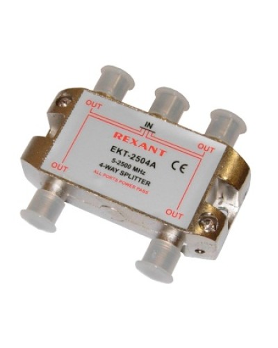 Делитель телевизионный ТВх4 под F разъём 5-2500 МГц СПУТНИК (10шт/уп) REXANT 05-6203 в Ижевске Системы видеонаблюдения Pintop.ru