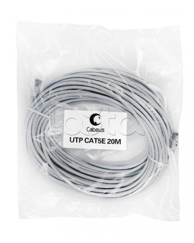 Шнур коммутационный 2xRJ-45/8P8C U/UTP кат.5е (20 м) Cabeus PC-UTP-RJ45-Cat.5e-20m в Ижевске Патчкорды (медные) Pintop.ru