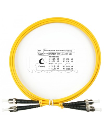 Шнур оптический duplex ST-ST 9/125 sm 1,5м LSZH Cabeus FOP(d)-9-ST-ST-1,5m в Ижевске Патч-корды оптические Pintop.ru
