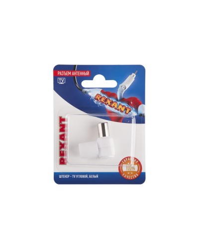 Разъем антенный, штекер TV угловой, RG-6, белый, 1 шт, REXANT 06-0014-A в Ижевске Коннекторы и разъемы Pintop.ru