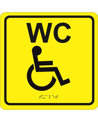 Табличка тактильная Hostcall MP-010Y3Туалет для инвалидов (200x200мм) желтый в Ижевске Система оповещения и трансляции Hostcall Pintop.ru