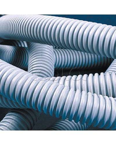 Труба ПВХ гибкая гофр. д.16мм, лёгкая с протяжкой, 25м, цвет серый DKC 9191625 в Ижевске Гладкая труба Pintop.ru
