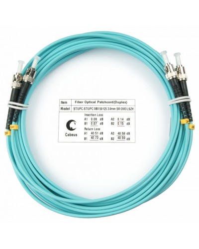 Шнур оптический duplex ST-ST 50/125 mm OM3 10м LSZH Cabeus FOP-50-ST-ST-10m в Ижевске Патч-корды и пигтейлы Pintop.ru