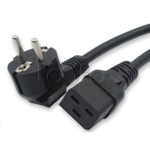 Кабель питания компьютера (Shucko - C13), 10A, угловая вилка, 3м Hyperline PWC-IEC19-SHM-3.0-BK