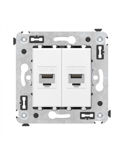 Компьютерная розетка RJ-45 без шторки в стену, кат.5е двойная, Avanti, Белое облако DKC 4400664 в Ижевске Розетки компьютерные и телефонные Pintop.ru