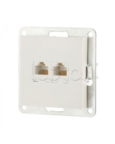 Розетка компьютерная двойная 2хRJ-45 кат.5е с накладкой (белый) LK80 Экопласт (846204-1) в Ижевске Розетки компьютерные и телефонные Pintop.ru