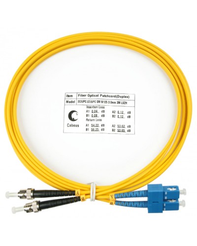Шнур оптический duplex SC-ST 9/125 SM 2 м LSZH Cabeus FOP(d)-9-SC-ST-2M в Ижевске Патч-корды оптические Pintop.ru