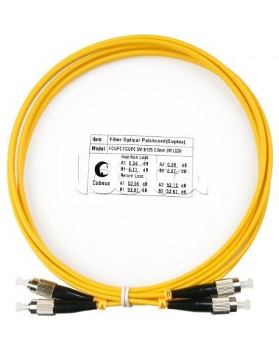 Шнур оптический duplex FC-FC 9/125 sm 2м LSZH Cabeus FOP(d)-9-FC-FC-2m в Ижевске Патч-корды оптические Pintop.ru