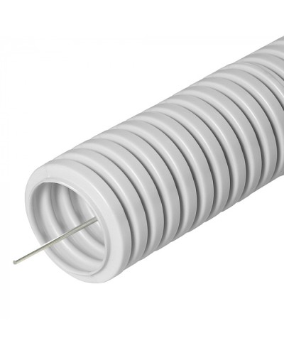 Труба ПВХ гибкая гофрированная д.20мм, лёгкая с протяжкой, 100м, цвет серый Cabeus (FCPL-20-PVC-100-1-GY) в Ижевске Труба гофрированная Pintop.ru