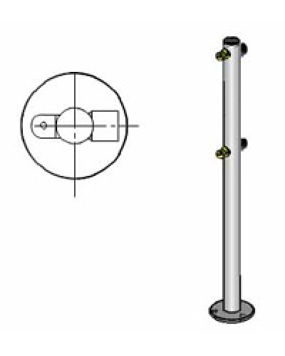 Стойка ограждения с 2-мя полупетлями под поворотную створку или секциюi-образная, 2 муфты Oxgard Стойка ограждения с 2-мя полупетлями i-образная (ВЗР 1996.01-01) в Ижевске Ограждения Pintop.ru