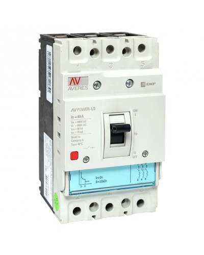 Автоматический выключатель AV POWER-1/3 80А 80kA TR EKF AVERES (mccb-13-80H-TR-av) в Ижевске Электротехническое оборудование Pintop.ru
