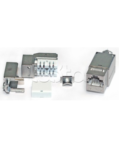 Вставка Keystone Jack RJ-45(8P8C), категория 6A, экранированная, 110 IDC, заделка с помощью NE-TOOL, белая Hyperline KJNE-8P8C-C6A-90-SH-F-WH в Ижевске Модули Keystone Pintop.ru