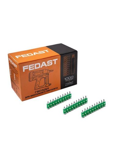 Гвозди 3.0*38 мм усиленные для монтажного пистолета (1000 шт/уп) FEDAST (fd3038eg) в Ижевске Крепеж: Дюбели, шурупы, саморезы Pintop.ru
