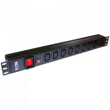 Блок розеток 19", 1-фазный с выкл. 10A / 250V, 8xC13, без шнура питания, разъем C14 TWT (TWT-PDU19-10A8C3)