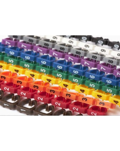 Маркеры (клипсы) на кабель, защелкивающиеся D 6-7мм, 0-9, 10 цветов (100 шт) Hyperline MA-67-R в Ижевске Держатели, клипсы, скобы Pintop.ru