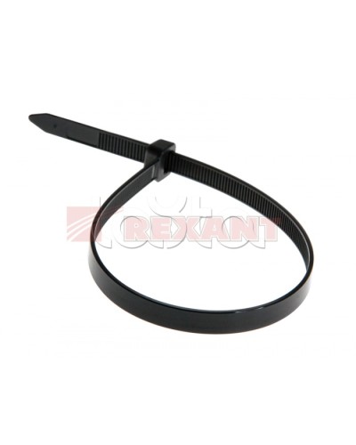 Хомут-стяжка нейлоновый, широкий 8х200 мм чёрный (100шт/уп) REXANT 07-0203 в Ижевске Стяжки-хомуты Pintop.ru