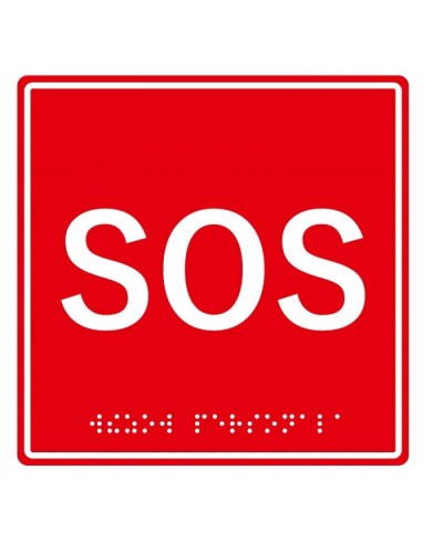 Табличка тактильная с пиктограммой SOS (150x150мм) (красный фон) Hostcall MP-010R1 в Ижевске Дополнительное оборудование для ОПС Pintop.ru