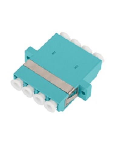 Адаптер NIKOMAX волоконно-оптический, соединительный, многомодовый, стандарта OM3, LC/UPC-LC/UPC, квадро, пластиковый, без шторки, с фланцами, аква, уп-ка 2шт. в Ижевске Проходные адаптеры и розетки оптические Pintop.ru