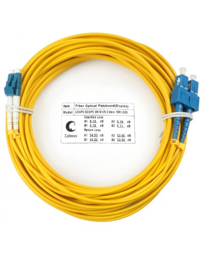 Шнур оптический duplex LC-SC 9/125 sm 15м LSZH Cabeus FOP(d)-9-LC-SC-15m в Ижевске Патч-корды оптические Pintop.ru