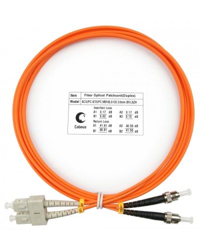 Шнур оптический duplex SC-ST 62,5/125 mm 2м LSZH Cabeus FOP-62-SC-ST-2m в Ижевске Патч-корды оптические Pintop.ru