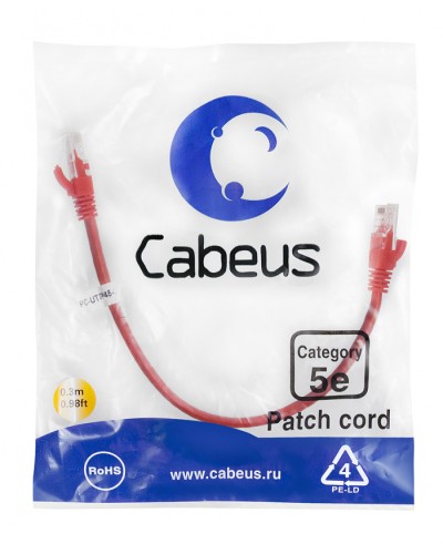 Патч-корд медный U/UTP кат.5е (0,3м) LSZH (красный) Cabeus (PC-UTP-RJ45-Cat.5e-0.3m-RD-LSZH) в Ижевске Патчкорды (медные) Pintop.ru