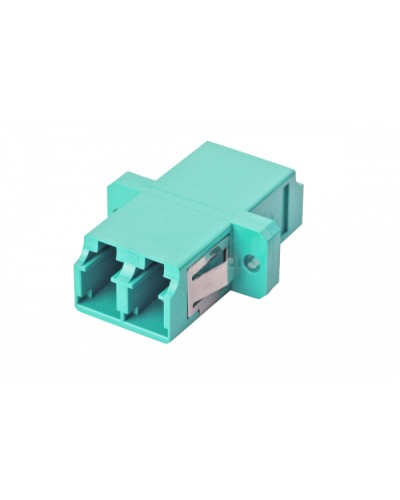 Оптический адаптер OM3, дуплекс LC, с фланцами, бирюзовый Eurolan (36A-30-2L-02AQ) в Ижевске Проходные адаптеры и розетки оптические Pintop.ru