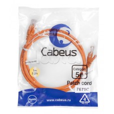Патч-корд UTP, категория 5e, 1 м, неэкранированный, оранжевый Cabeus PC-UTP-RJ45-Cat.5e-1m-OR