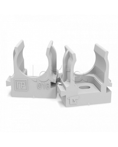 Крепеж-клипса для труб атмосферостойкая для монтажного пистолета серая в п/э d16 мм (100шт/1100шт уп/кор) Промрукав (PR13.0401) в Ижевске Держатели, клипсы, скобы Pintop.ru