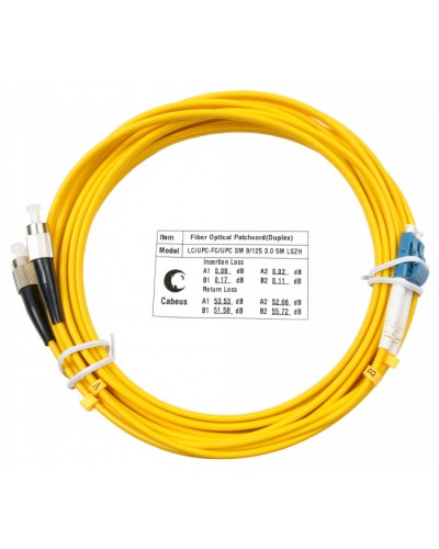 Шнур оптический duplex LC-FC 9/125 sm 5м LSZH Cabeus FOP(d)-9-LC-FC-5m в Ижевске Патч-корды оптические Pintop.ru