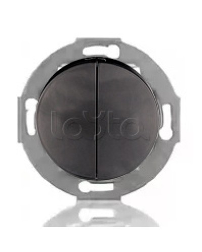 Выключатель двухклавишный Экопласт (схема 5) 10 A, 250 B (черный ) Vintage в Ижевске Розетки компьютерные и телефонные Pintop.ru