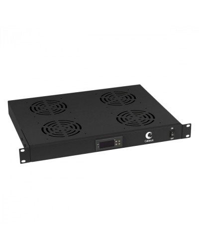 Панель вентиляционная с 4 вентиляторами с цифровым термодатчиком (черный) Cabeus JG03t-BK в Ижевске Вентиляторные модули Pintop.ru