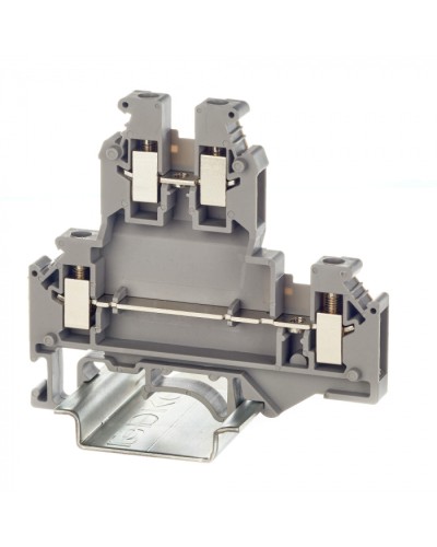 Клемма двухуровневая, винтовой зажим, 4 точки подключения, 2.5 кв.мм, серая DKC (KRUKB-3) в Ижевске Клеммные колодки Pintop.ru