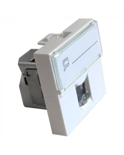 Вставка Mosaic 45x45, RJ-45 STP, кат.6, со шторкой и увеличенным окном маркировки, белая LANMASTER LAN-SIP-23S6-WH в Ижевске Модули Keystone Pintop.ru
