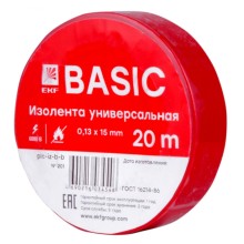 Изолента класс В (0,13х15мм) (20м.) красная EKF Basic (plc-iz-b-r)