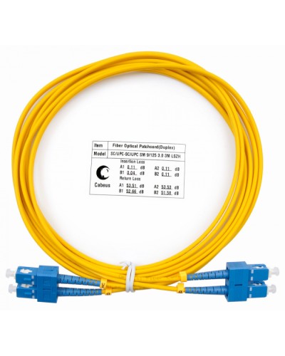 Шнур оптический duplex SC-SC 9/125 sm 3м LSZH Cabeus FOP(d)-9-SC-SC-3m в Ижевске Патч-корды оптические Pintop.ru