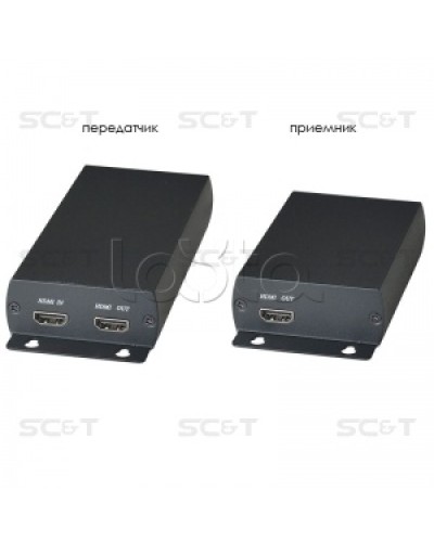 Комплект (передатчик + приёмник) для передачи HDMI по одному кабелю витой пары SC&T HE03 в Ижевске Видеоусилители, Модуляторы, Делители Pintop.ru
