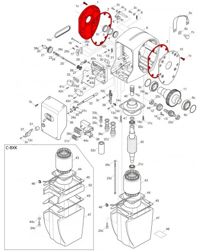 Правая крышка редуктора C-BX Came 119RICX026 в Ижевске Запчасти для шлагбаумов и автоматики Pintop.ru