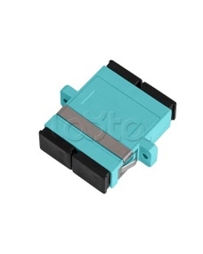 Адаптер NIKOMAX волоконно-оптический, соединительный, многомодовый, стандарта OM3, SC/UPC-SC/UPC, двойной, пластиковый, без шторки, с фланцами, аква, уп-ка 2шт. NIKOMAX (NMF-OA2M3-FN-SCU-SCU-AQ-2) в Ижевске Проходные адаптеры и розетки оптические Pint