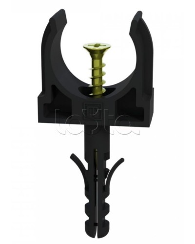 Крепеж-клипса с дюбелем и саморезом черная д25 в малой упаковке (10шт/450шт уп/кор) Промрукав (PR13.0313) в Ижевске Держатели, клипсы, скобы Pintop.ru