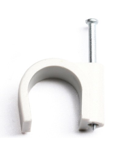 Скоба пластиковая с гвоздем, д.7 - 8мм DKC 51700 в Ижевске Крепеж Pintop.ru
