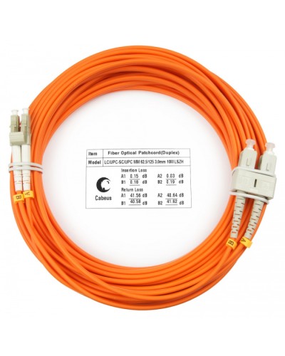 Шнур оптический duplex LC-SC 62,5/125 mm 10м LSZH Cabeus FOP-62-LC-SC-10m в Ижевске Патч-корды оптические Pintop.ru