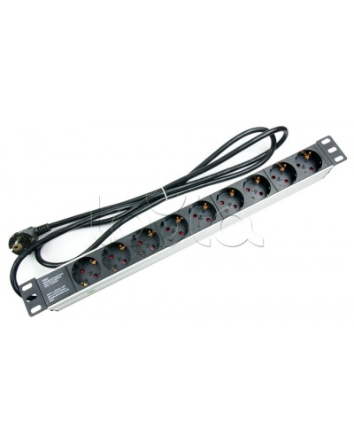 Блок на 9 розеток EU горизонтальный для 19 шкафов Cabeus (PDU-9P-2EU) в Ижевске Блоки розеток Pintop.ru